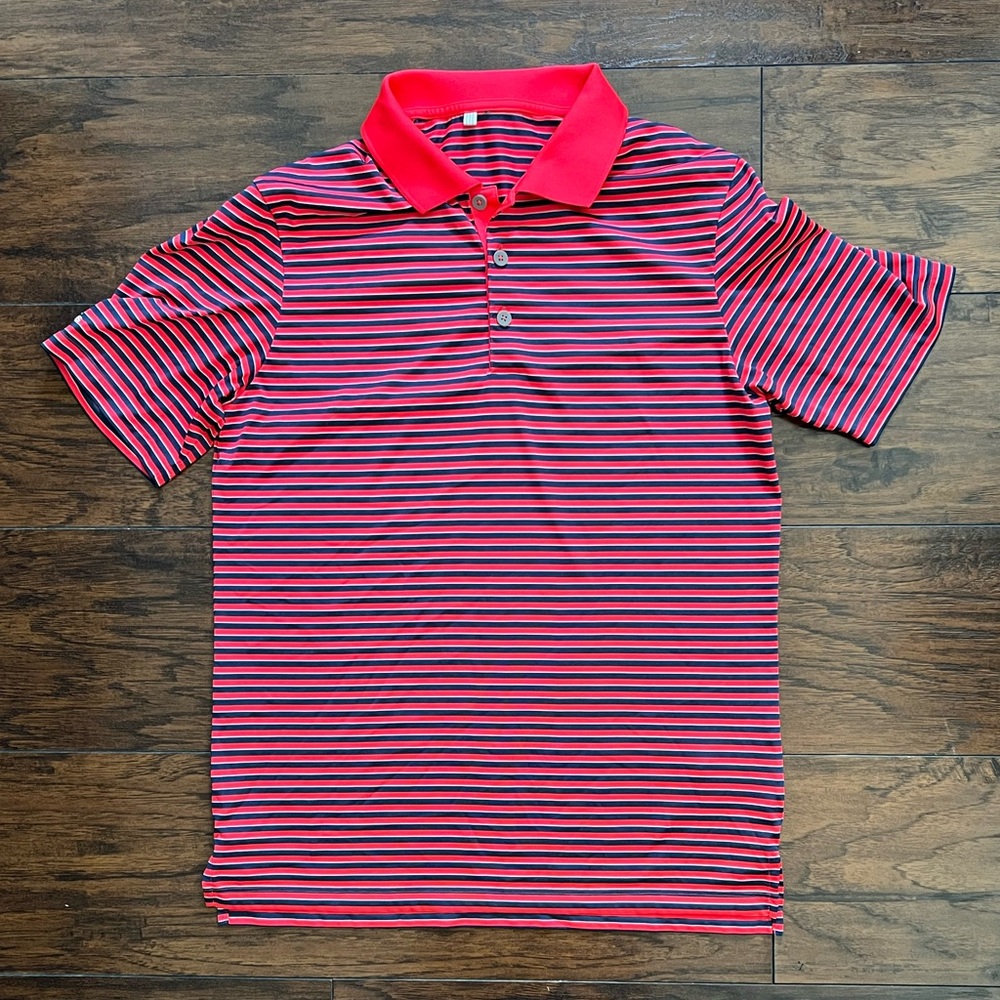 ADIDAS Polo Shirt Men Small Tournament 3-Color Blue Stripe Performance Golf